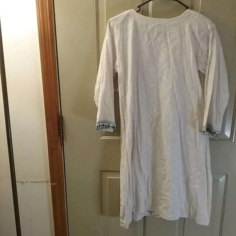 SOLD SWAP CITY-Tunic Cotton Embroidery Caftan Dress - Picture 5 of 6